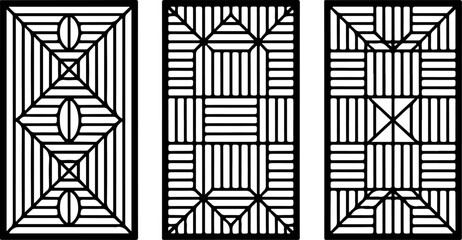 Fototapeta premium 3 rectangular panels with modern minimal geometric line pattern