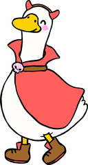 Cartoon Porch Goose Halloween Devil Costume Illustration Hand Drawn
