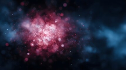 Obraz premium Abstract glowing particles and nebula in cosmic space with red and blue light