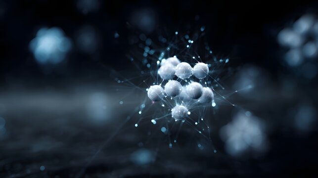A cluster of glowing atomic particles interconnected by a futuristic digital network - Powered by Adobe