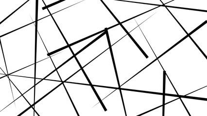 Minimalist abstract background with intersecting black lines on a white surface. Geometric design ideal for modern art, textures, or wallpapers. Vector illustration