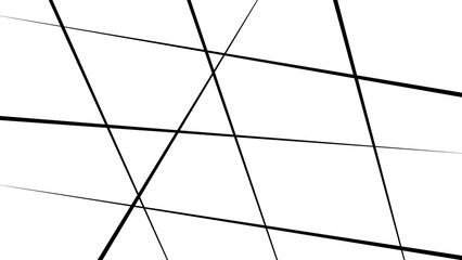 Abstract white background with random black lines, Random chaotic lines abstract geometric pattern.