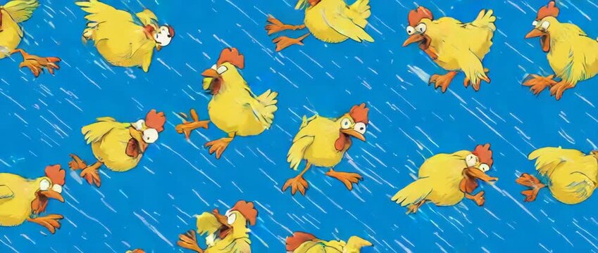 A hilarious and absurd seamless loop of falling rubber chickens. A perfect funny background for comedy sketches, memes, and unconventional April Fool's Day content.