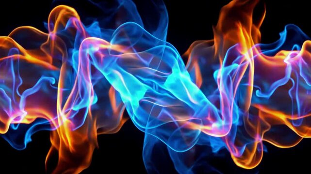 幻想的な赤と青の炎_エフェクト背景