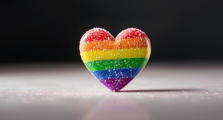 Rainbow Heart Shaped Candy Covered in Sugar