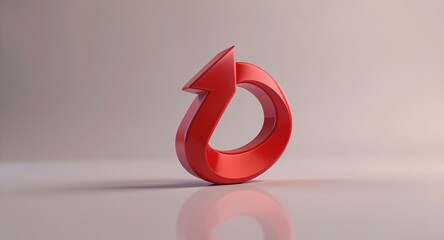 Red Recycling Arrow Symbol with Reflection