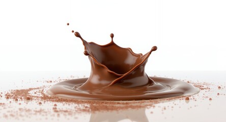 Rich Chocolate Splash Frozen in Time, Liquid Swirl and Dust Particles