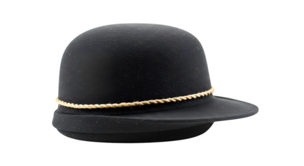 Black vintage felt hat shows textured surface, shadowed lighting, isolated for product photography, fashion branding, or social media marketing.