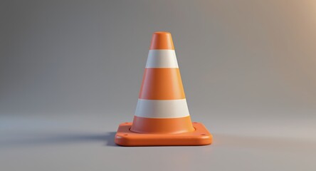 Safety Cone on Gray Background with Soft Lighting