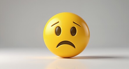 Sad Yellow Face Emoji Icon, Expressing Disappointment and Unhappiness