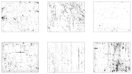 Grunge overlay textures with dust grain isolated on white background. ink splash and grungy decoration elements for social media. Distressed vintage banner frame.
