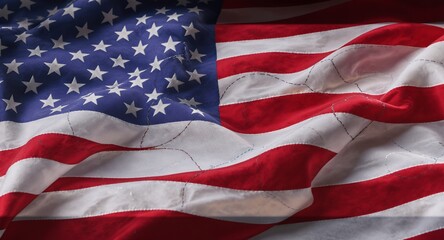 Waving Fabric Stars and Stripes Close-up Detail