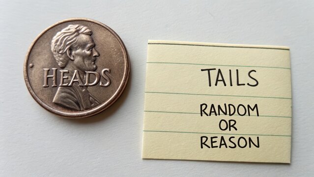 Close up of coin showing heads with note about tails