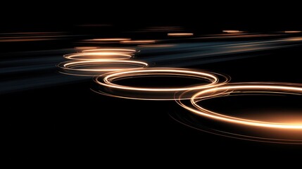 Abstract golden light trails with smooth circular motion against dark background, creating a futuristic dynamic aesthetic ideal for wallpaper and tech - inspired design themes.