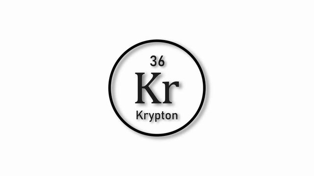 Krypton molecule icon animation. 36 Number Krypton icon on white background 4k video.