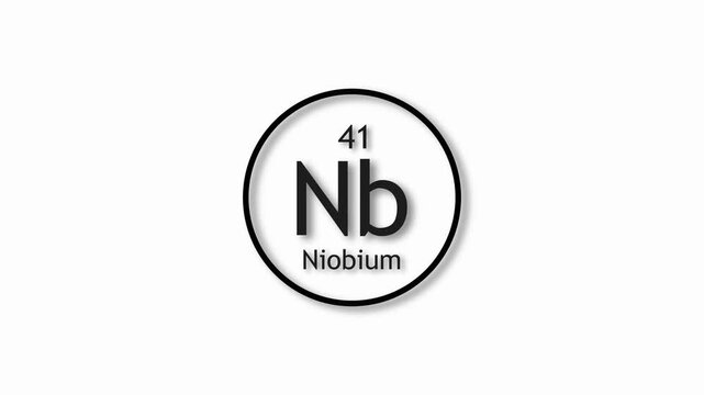 Niobium molecule icon animation. 41 Number Niobium icon on white background 4k video.