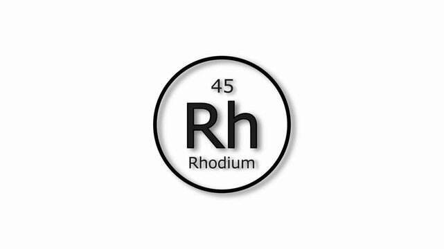 Rhodium molecule icon animation. 45 Number Rhodium icon on white background 4k video.