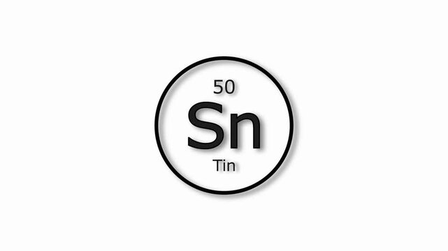Tin molecule icon animation. 50 Number Tin icon on white background 4k video.