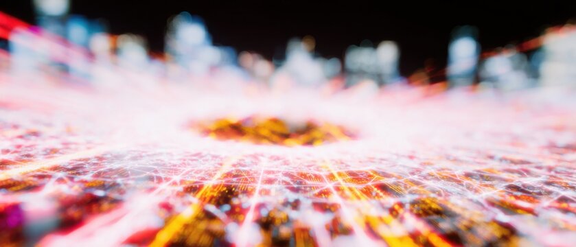 Modern AI Creativity Digital Circuit Board with Glowing Data Flow and Network Connections for Professional Tech Marketing and Innovative Business Content