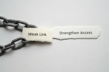 Broken chain link labeled Weak Link illustrating vulnerability