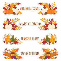 Obraz premium Beautiful autumn harvest border illustration