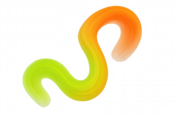 Abstract wavy gradient brush stroke creating a colorful dynamic shape on a transparent background