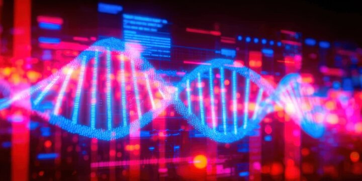 Professional Healthcare Innovation DNA Helix Visualization in Modern Biotechnology Lab for Medical Technology Marketing and Editorial Content - Powered by Adobe