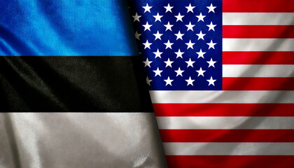 Obraz premium アメリカの国旗とエストニアの国旗(USA Flag &Estonia flag.) 