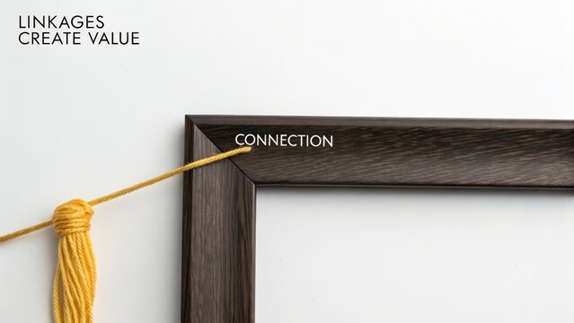 Golden Thread Attached To Wooden Frame Demonstrating Connection