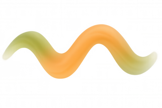 Abstract 3d fluid shape with flowing wavy gradients of green and orange colors, transparent background element - Powered by Adobe