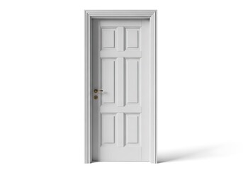 White sixpanel interior door isolated on white background