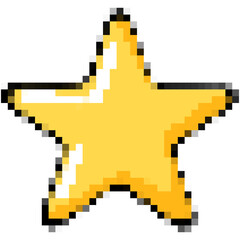 Fototapeta premium Abstract Yellow Star pixelated vector illustration Cartoon Clipart - Gaming Decorative Elements -yellow pixel mosaic