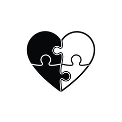 Black and white heart shaped puzzle pieces vector