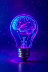 Futuristic Brain Lightbulb Symbolizing Creativity and Innovation