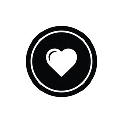 Black circle with white heart icon love symbol 1