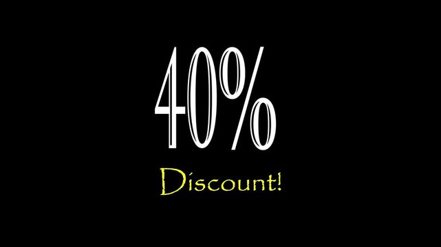 3D animation of 40%. Pack of Percent Discount Banner 40%,Poster badge. Business design. Motion graphics Technology video material animation. Easy to use Black and white Screen.4K.!