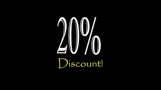 3D animation of 20%. Pack of Percent Discount Banner 20%,Poster badge. Business design. Motion graphics Technology video material animation. Easy to use Black and white Screen.