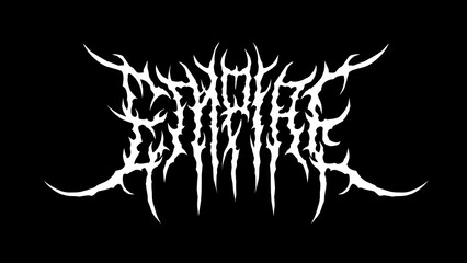 Empire, typography vector in symmetrical shapes black metal custom Lettering style for streetwear, t-shirt print apparel, sticker, poster, band name © Artmoreink