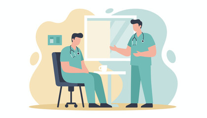 Doctors in scrubs discussing patient care Healthcare consultation medical team collaboration professional