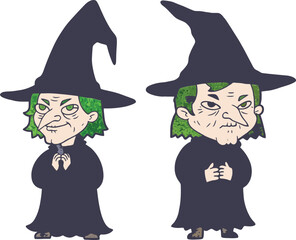 A frighteningly fun ugly witch character ready for halloween and spooky themed designs