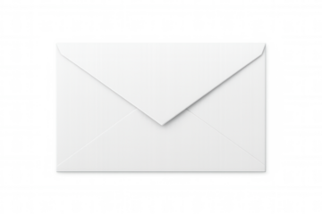 Clean white closed envelope on a transparent background, symbolizing mail, private messages, and secure communication