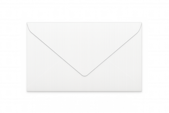 White envelope back side, mail communication, correspondence, message, blank paper template, transparent background - Powered by Adobe