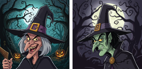 Spooky halloween witch character art spooky creature a magical spellcaster preparing for the holiday
