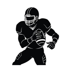 Silhouette of American Football Player Holding Ball