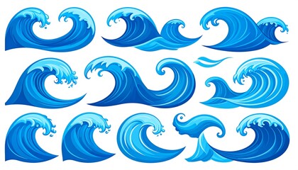 Dynamic Ocean Waves - A Collection of Vector Illustrations.