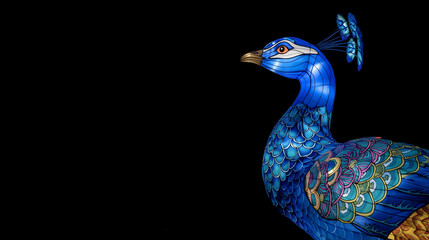 Vibrant Blue Peacock Lantern Display at Zoolight Festival