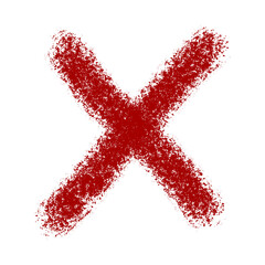 Red Cross X Mark with Distressed Texture Error Rejection Cancellation Symbol Isolated on Transparent Design Resource
