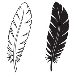 Fototapeta premium Artistic black and white feather illustrations representing freedom and cultural significance