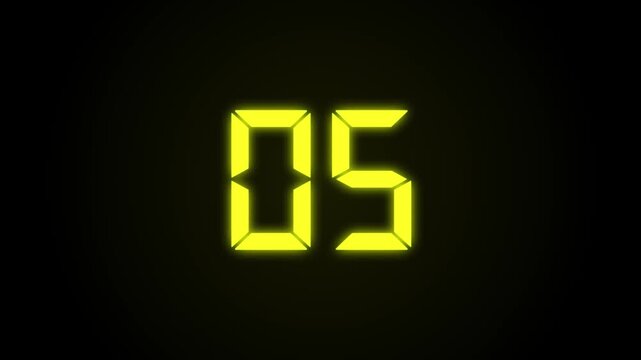 Coundown 10 Second Digital Number Glow