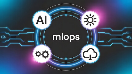 Fototapeta premium MLOps (Machine Learning Operations) Framework for Streamlined Model Deployment, Continuous Integration, Automated Training Pipelines, and Scalable AI Infrastructure in Modern Data-Driven Enterprise